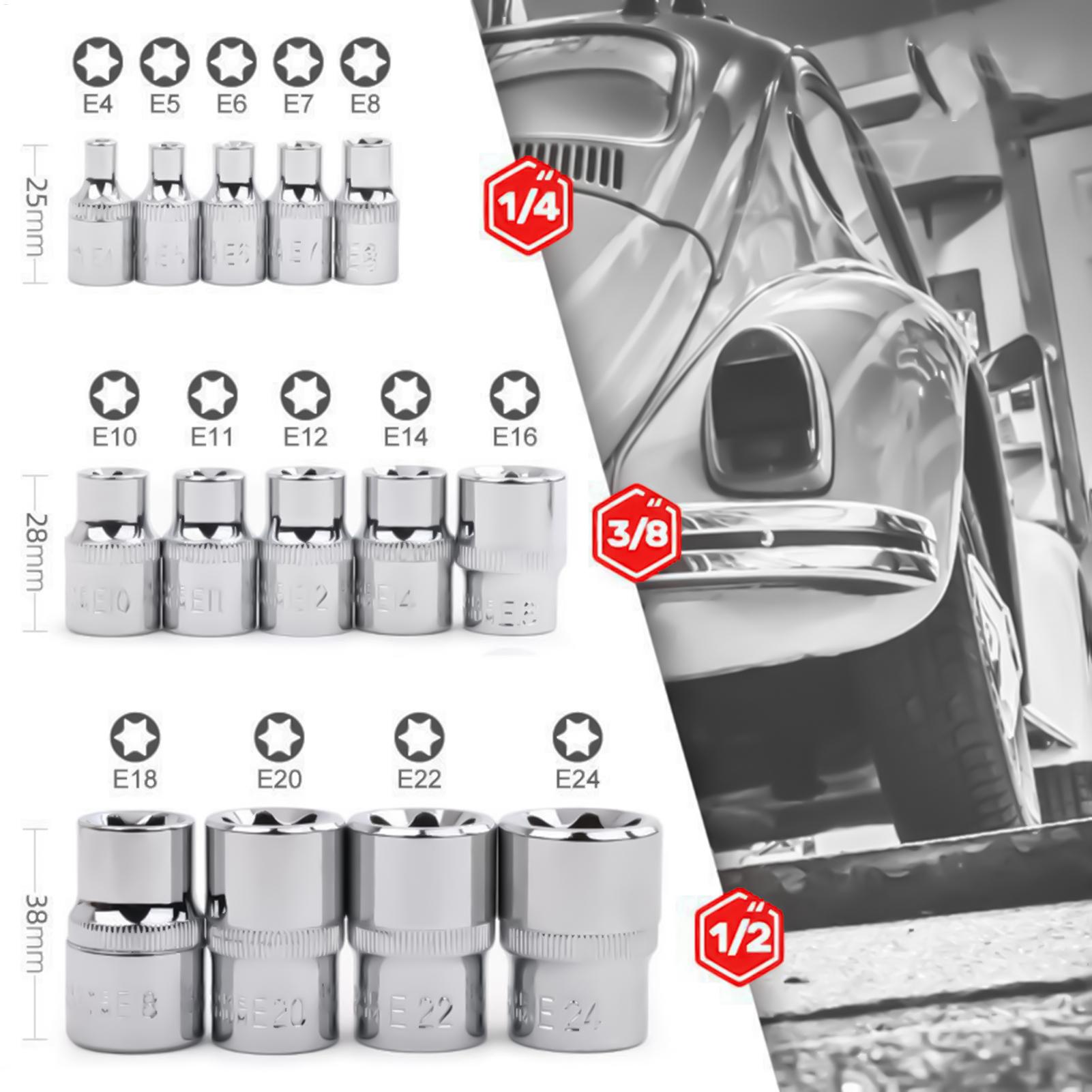 Socket Set - ชุดซ็อกเก็ตแบบพกพา ทนทาน ใช้งานได้หลากหลาย ชุดเครื่องมือช่างแบบพกพา สำหรับโรงรถ โรงงาน