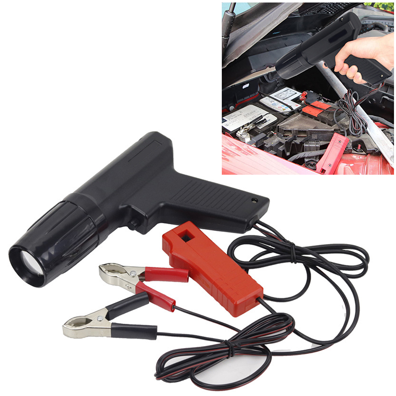 Timing Light Gun - เวลาจุดระเบิดเครื่องตรวจจับปืนพก 12V สําหรับรถยนต์รถจักรยานยนต์ ORV Marine Tester